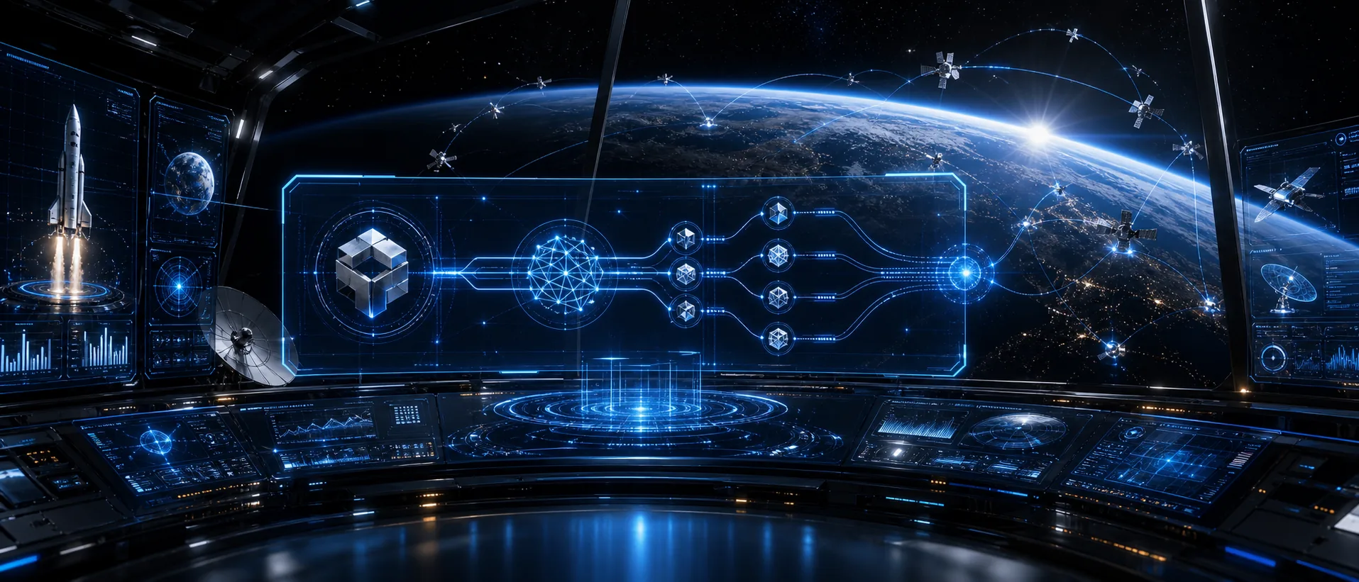 Grokvortex orbital command interface showing Grok payment routes around Earth
